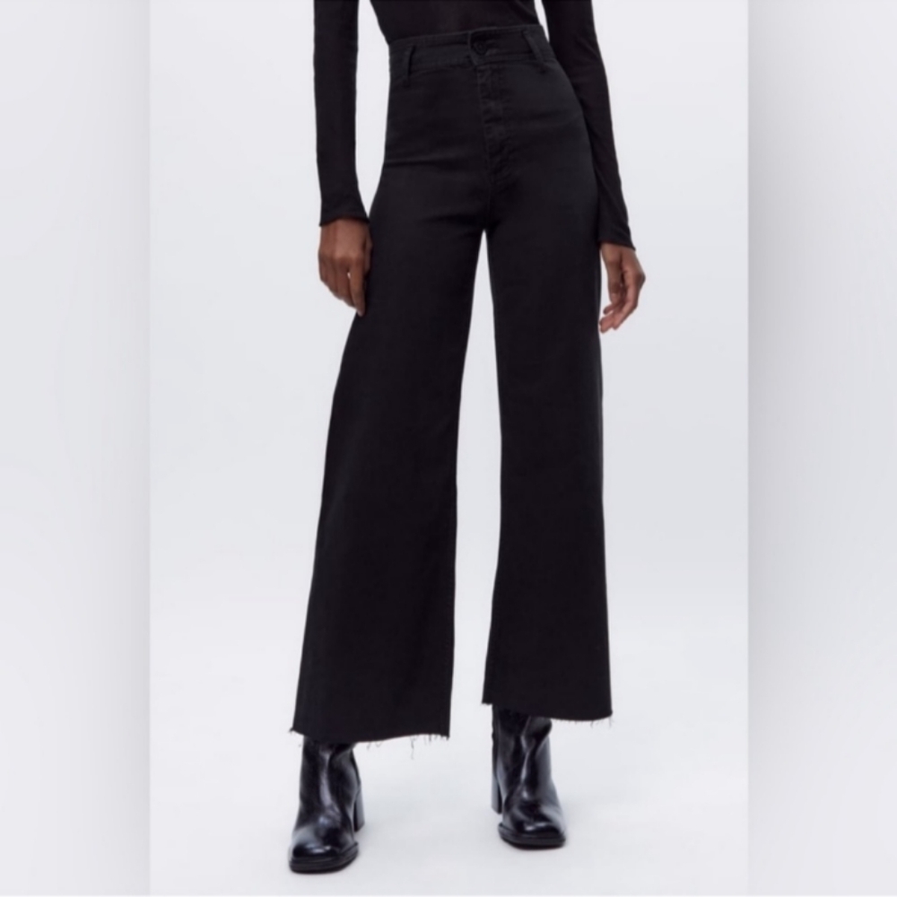 Zara The Marine Black Wide Leg Jeans